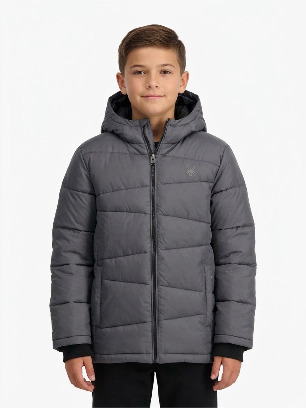 Spyder Down Fill Kid Boy Sz 14 Hooded Winter Insulated Jacket Coat Warm Snow